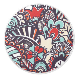 Pomo De Cerámica Modelo floral del Doodle de Paisley