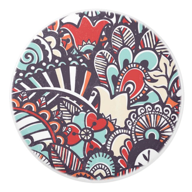 Pomo De Cerámica Modelo floral del Doodle de Paisley (Anverso)