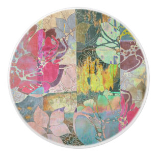 Pomo De Cerámica Modelo floral del grunge del arte