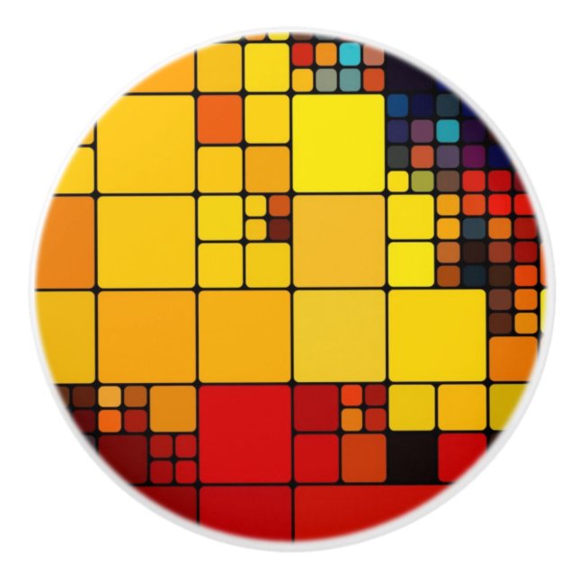 Pomo De Cerámica Modelo geométrico del arco iris vibrante abstracto (Anverso)