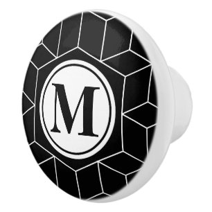 Pomo De Cerámica Modelo geométrico y con monograma elegante