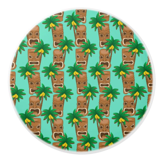 Pomo De Cerámica Modelo hawaiano de la repetición de Tiki (Anverso)