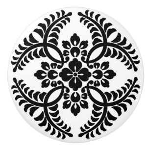 Pomo De Cerámica Modelo japonés del medallón, blanco y negro