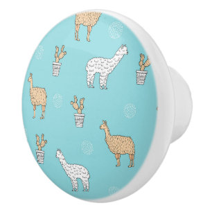 Pomo De Cerámica Modelo lindo del cactus de la llama de la alpaca