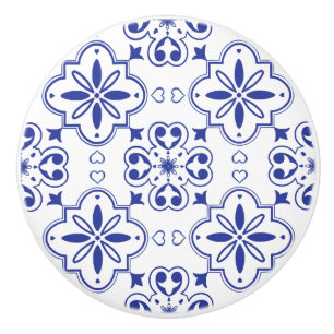 Pomo De Cerámica Modelo moderno mediterráneo azul blanco sin soldad