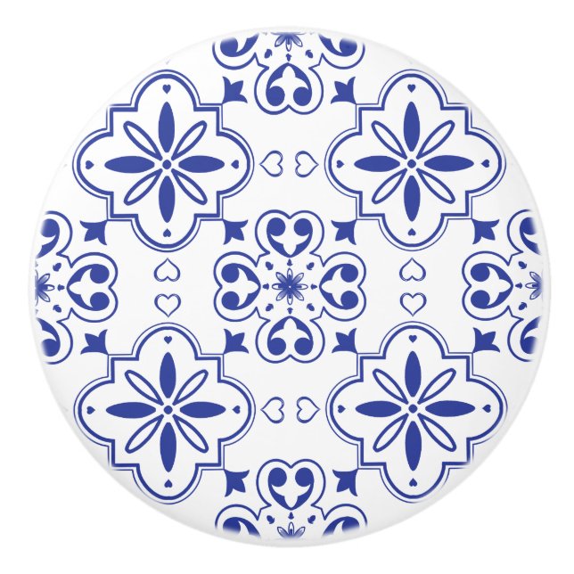 Pomo De Cerámica Modelo moderno mediterráneo azul blanco sin soldad (Anverso)