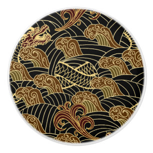 Pomo De Cerámica Modelo oriental del dragón del mar
