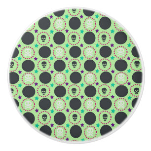 Pomo De Cerámica Modelo retro del cráneo del verde de la diversió