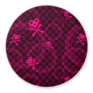 Pomo De Cerámica Modelo rosado de Emo con los círculos