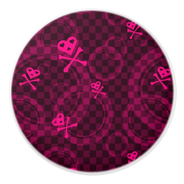 Pomo De Cerámica Modelo rosado de Emo con los círculos (Anverso)