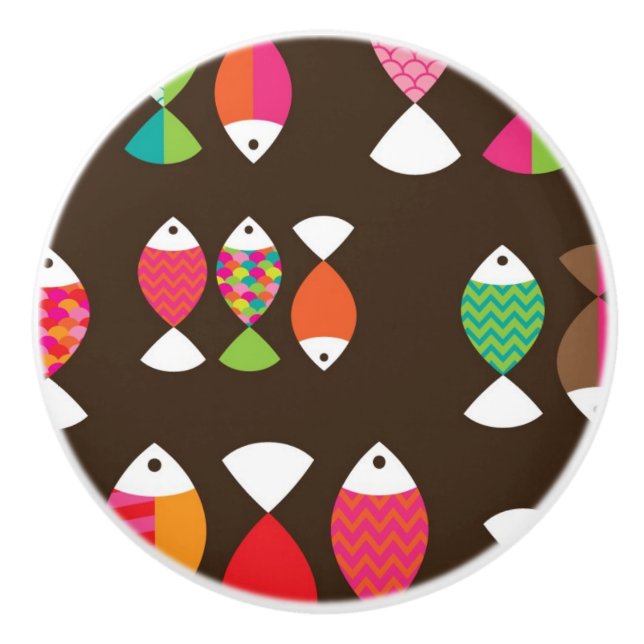 Pomo De Cerámica Modelo subacuático 2 de los pescados retros (Anverso)