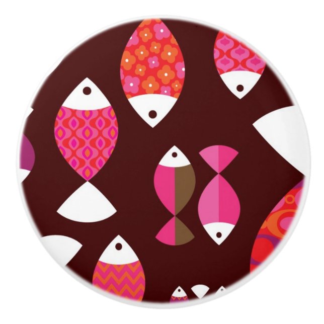 Pomo De Cerámica Modelo subacuático de los pescados retros (Anverso)