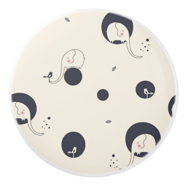 Pomo De Cerámica Modelo tímido del elefante (Anverso)