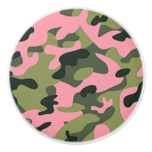 Pomo De Cerámica Modelo verde rosado del camuflaje de Camo del