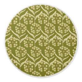 Pomo De Cerámica Modern Floral Pattern: White Umbel Flowers