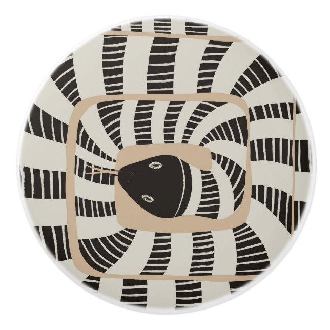 Pomo De Cerámica Modern Fun Abstract Striped Snake | Snake Lovers (Anverso)