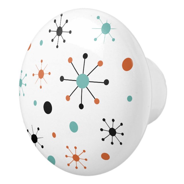 Pomo De Cerámica Modern Mid Century Retro Atomic Abstract (Derecha)