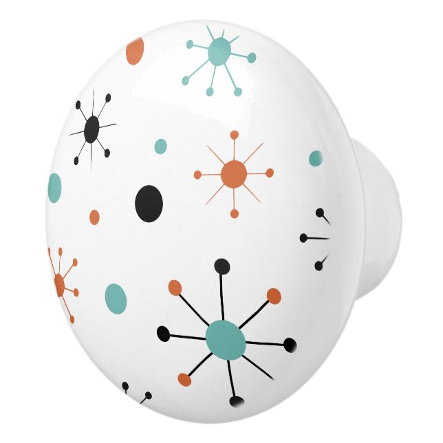 Pomo De Cerámica Modern Mid Century Retro Atomic Abstract (Derecha)