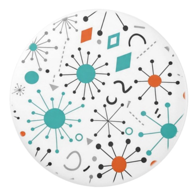 Pomo De Cerámica Modern Mid Century Retro Atomic Abstract (Anverso)