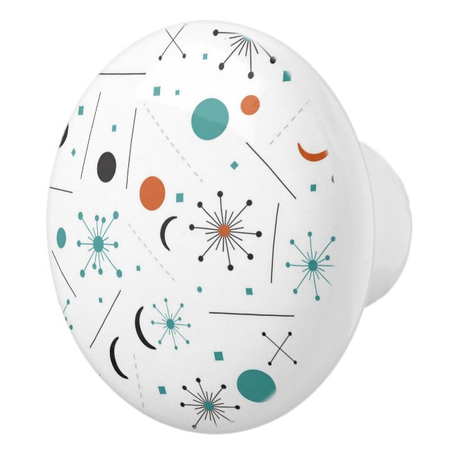 Pomo De Cerámica Modern Mid Century Retro Atomic Abstract (Derecha)