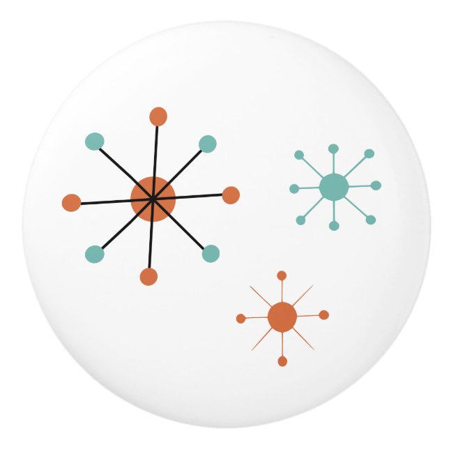 Pomo De Cerámica Modern Mid Century Retro Atomic Abstract (Anverso)