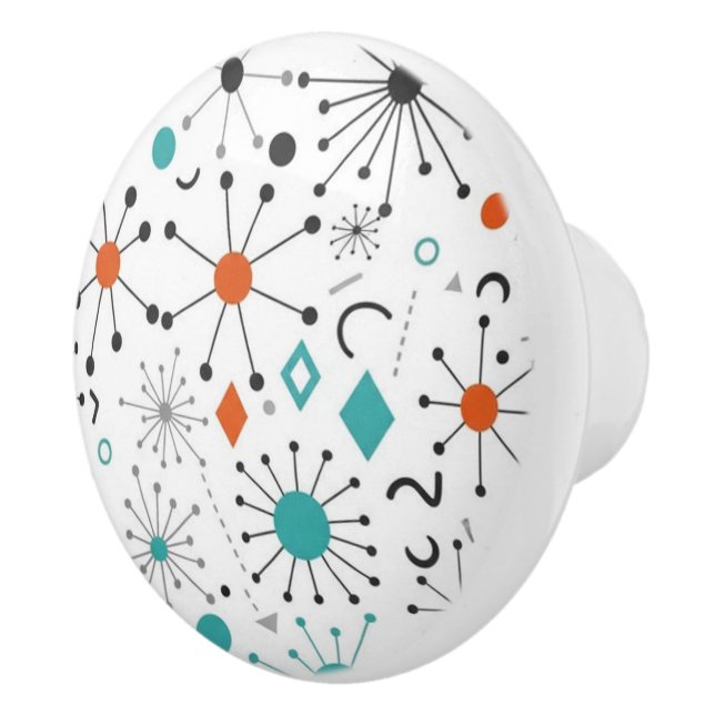 Pomo De Cerámica Modern Mid Century Retro Atomic Abstract (Derecha)