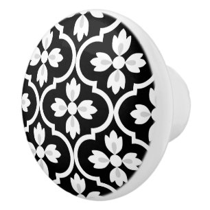 Pomo De Cerámica Moderno clásico español Mediterráneo negro, blanco