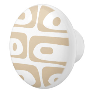 Pomo De Cerámica Moderno Piquet Minimalista beige y blanco de media