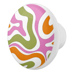 Pomo De Cerámica Moderno Retro Líquido Swirl Funky Resumen Patrón