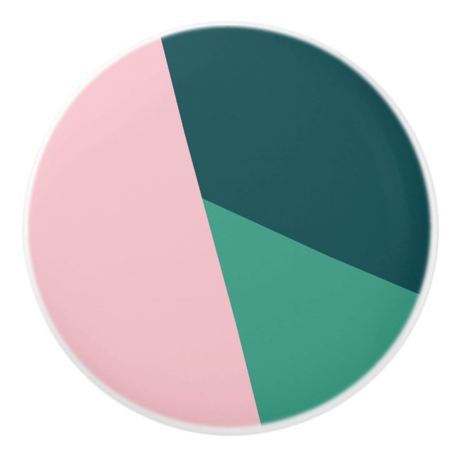 Pomo De Cerámica Moderno y abstracto geométrico pastel rosa y verde (Anverso)