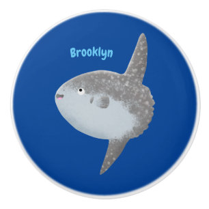 Pomo De Cerámica Mola mola de pez luna oceánica lindo personalizado