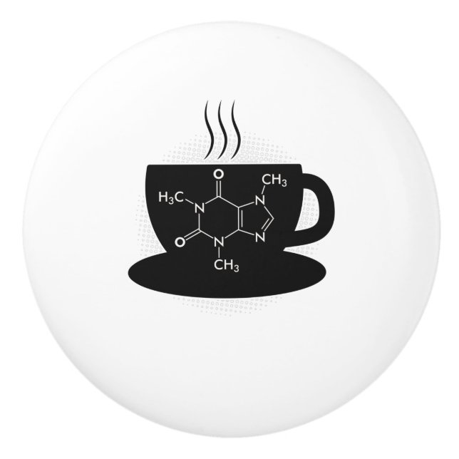 Pomo De Cerámica Molécula de cafeína química (Anverso)