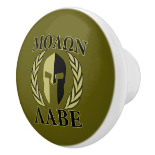 Pomo De Cerámica Molon Labe Laurels Guerreros Espartanos