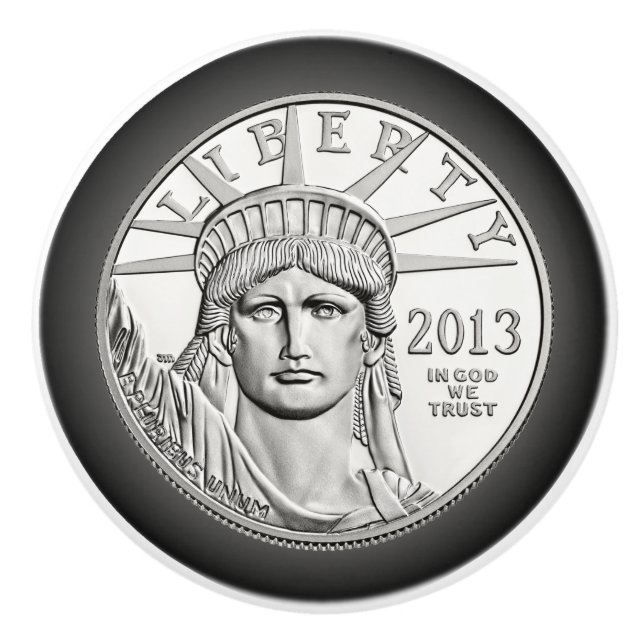 Pomo De Cerámica Moneda americana de la libertad platinada ~ Overso (Anverso)