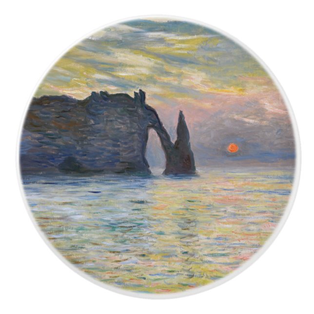 Pomo De Cerámica Monet - Manneport, acantilado en Etretat, Sunset (Anverso)