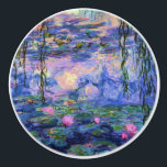 Pomo De Cerámica Monet Water Lilies Bella Artes<br><div class="desc">Claude Monet fue uno de los fundadores de la pintura del impresionismo francés en paisajes al aire libre. Esta es una de sus muchas pinturas de estanque de nenúfares con agua de jardín que muestran el reflejo desde el cielo, con ramas de sauce llorosas colgando por encima del estanque, y...</div>