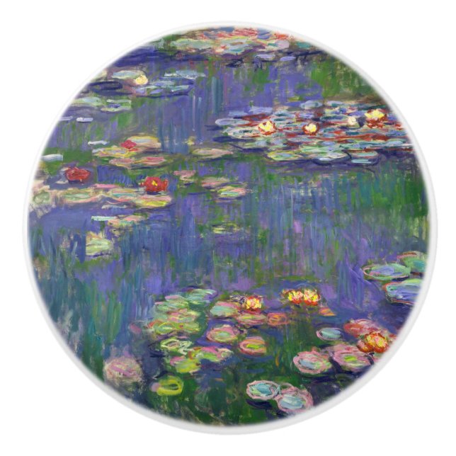 Pomo De Cerámica Monet Water Lilies Masterpiece Pintura (Anverso)