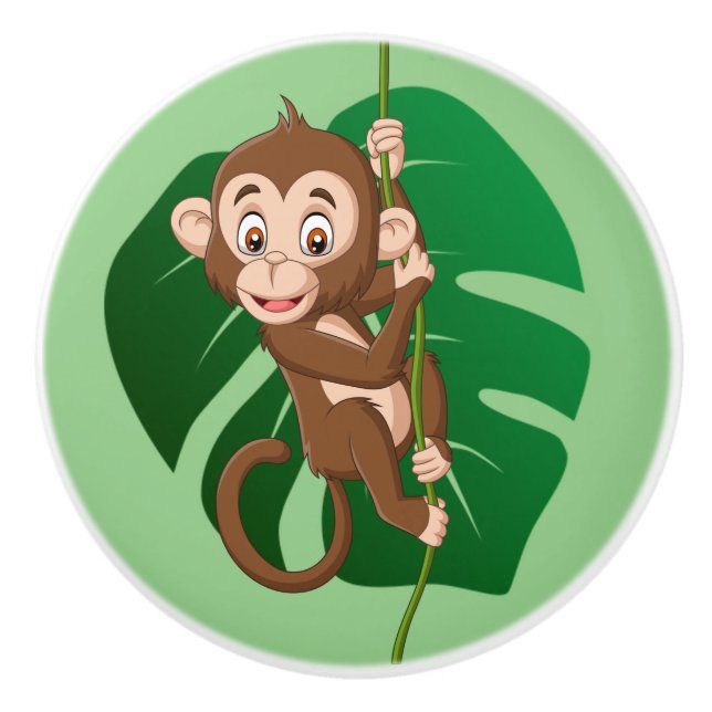 Pomo De Cerámica Mono en el tablero de cerámica de diseño de vid (Anverso)