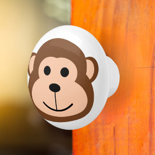 Pomo De Cerámica Mono lindo Personalizado animal salvaje de una jun
