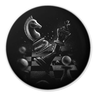 Pomo De Cerámica Monochrom del ajedrez dramático