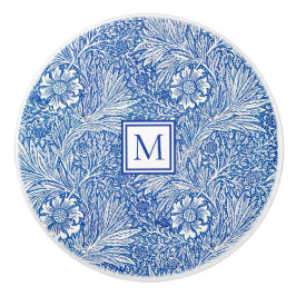 Pomo De Cerámica Monograma azul de William Morris Marigold