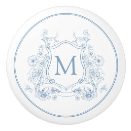 Pomo De Cerámica Monograma azul ventilado