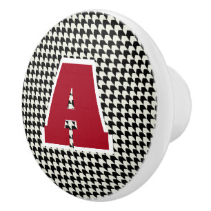 Pomo De Cerámica Monograma de houndstooth 