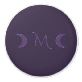 Pomo De Cerámica Monograma de las lunas de media luna violeta y tur