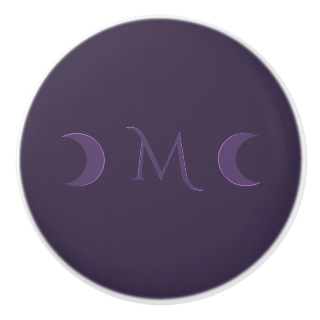 Pomo De Cerámica Monograma de las lunas de media luna violeta y tur (Anverso)