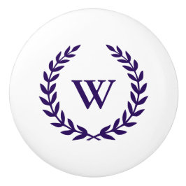 Pomo De Cerámica Monograma Elegante de la Armada Azul Tejido Cerámi