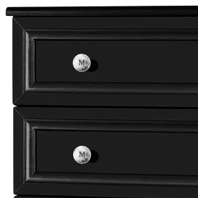 Pomo De Cerámica Monograma inicial de Orb de Mármol Blanco Negro (Subido por el creador)