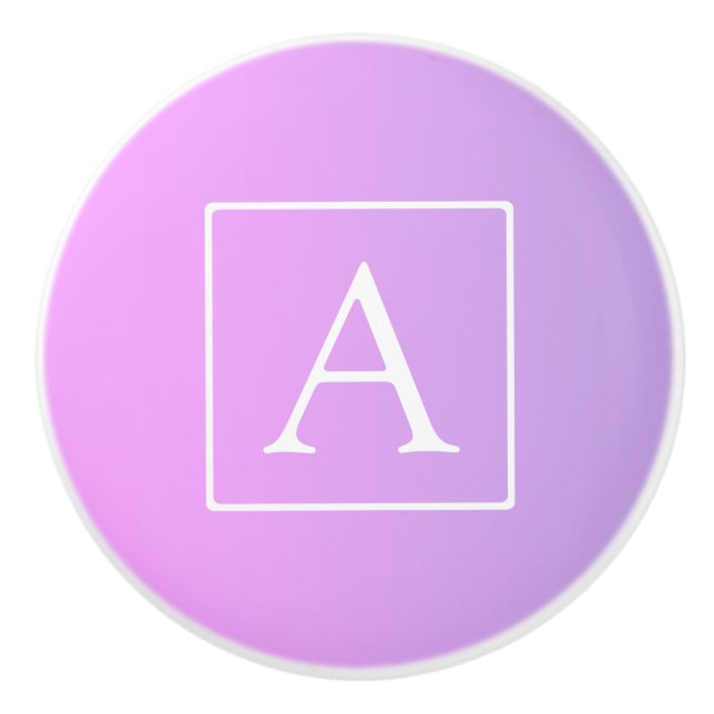 Pomo De Cerámica Monograma simple | Ombre rosa/morado sutil (Anverso)