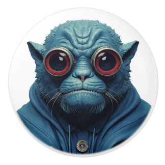 Pomo De Cerámica Monstruo azul