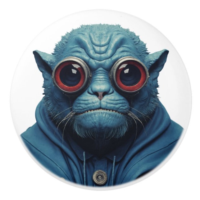 Pomo De Cerámica Monstruo azul (Anverso)